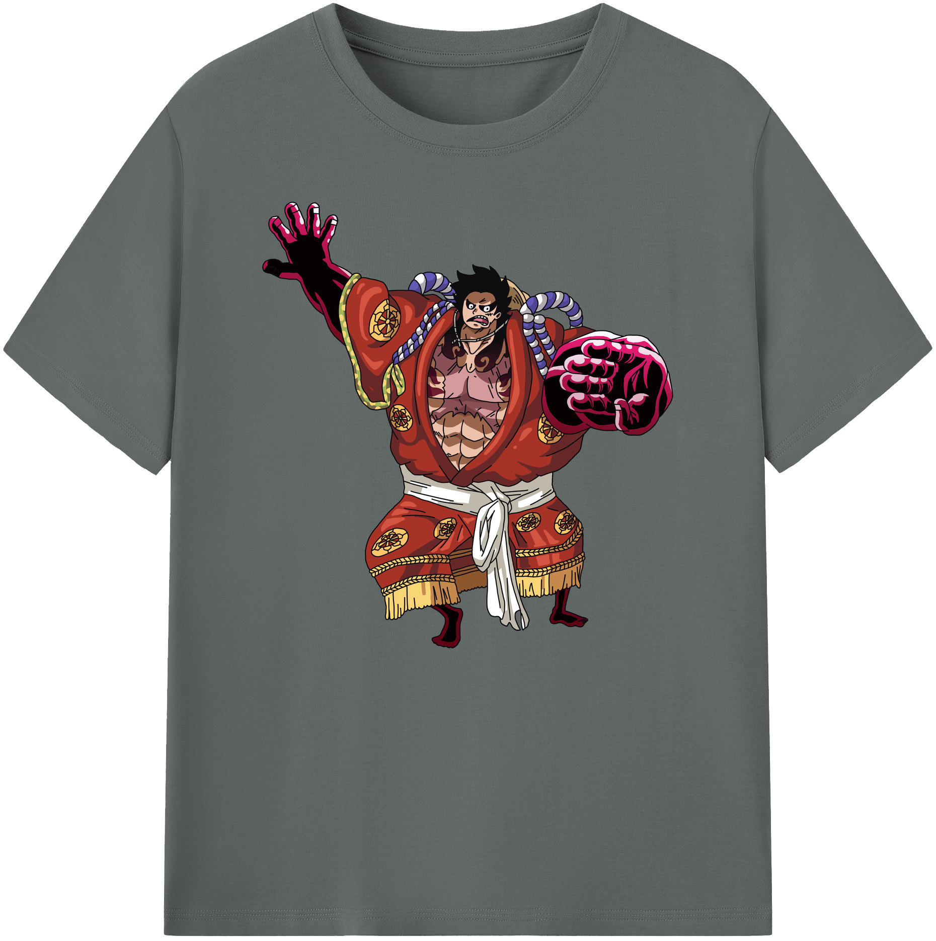 ワンピース モンキー・D・ルフィ ONE PIECE Monkey D. Luffy 綿100％ メンズ半袖Tシャツ｜肌触りやわらか＆通気性